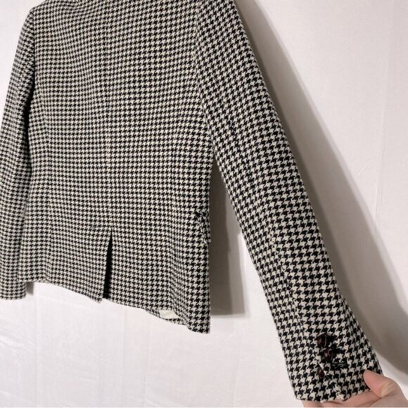 J. Crew Factory Black Cream Wool Blend Houndstooth Blazer 2 - Picture 11 of 13